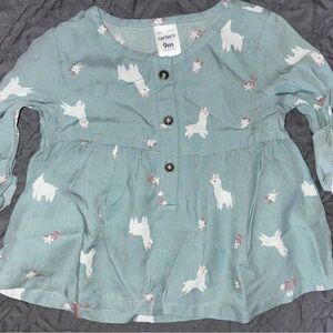 Carter's Teal Llama Print Kids Blouse